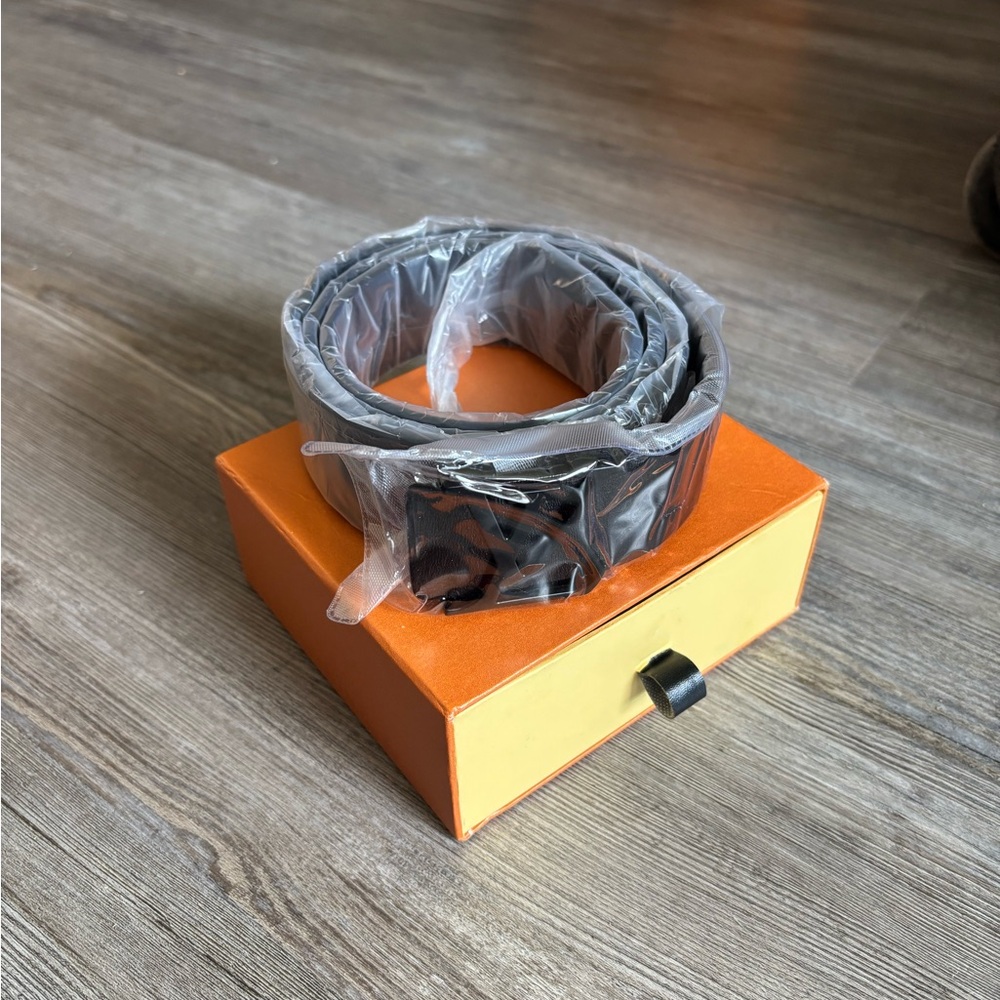 Black Leather Belt with Silver Buckle